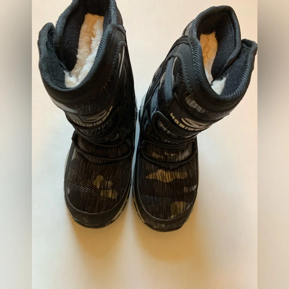 Gubarun Hobibear Boy’s Waterproof Faux Fur Lined Black/Gray Snow Boots
